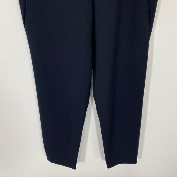 Vince‎ Medium Navy Blue Pull On Satin Troused Piped Wrap Seams Career - Picture 4 of 11